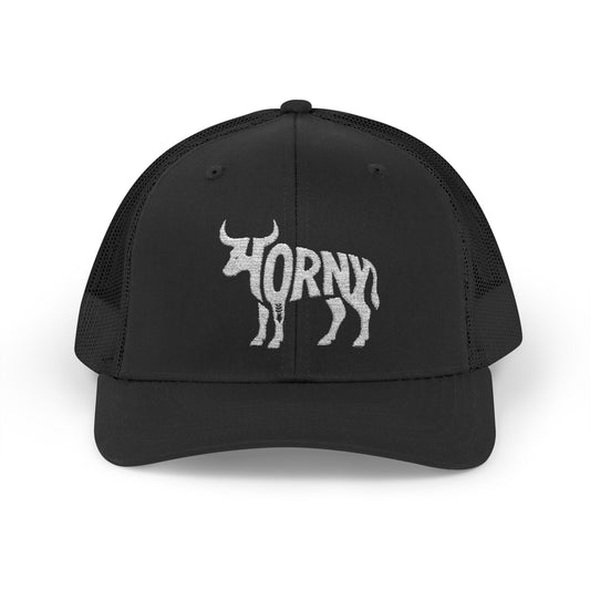 HORNY BULL Snapback Trucker Cap - Bone Silhouette Design