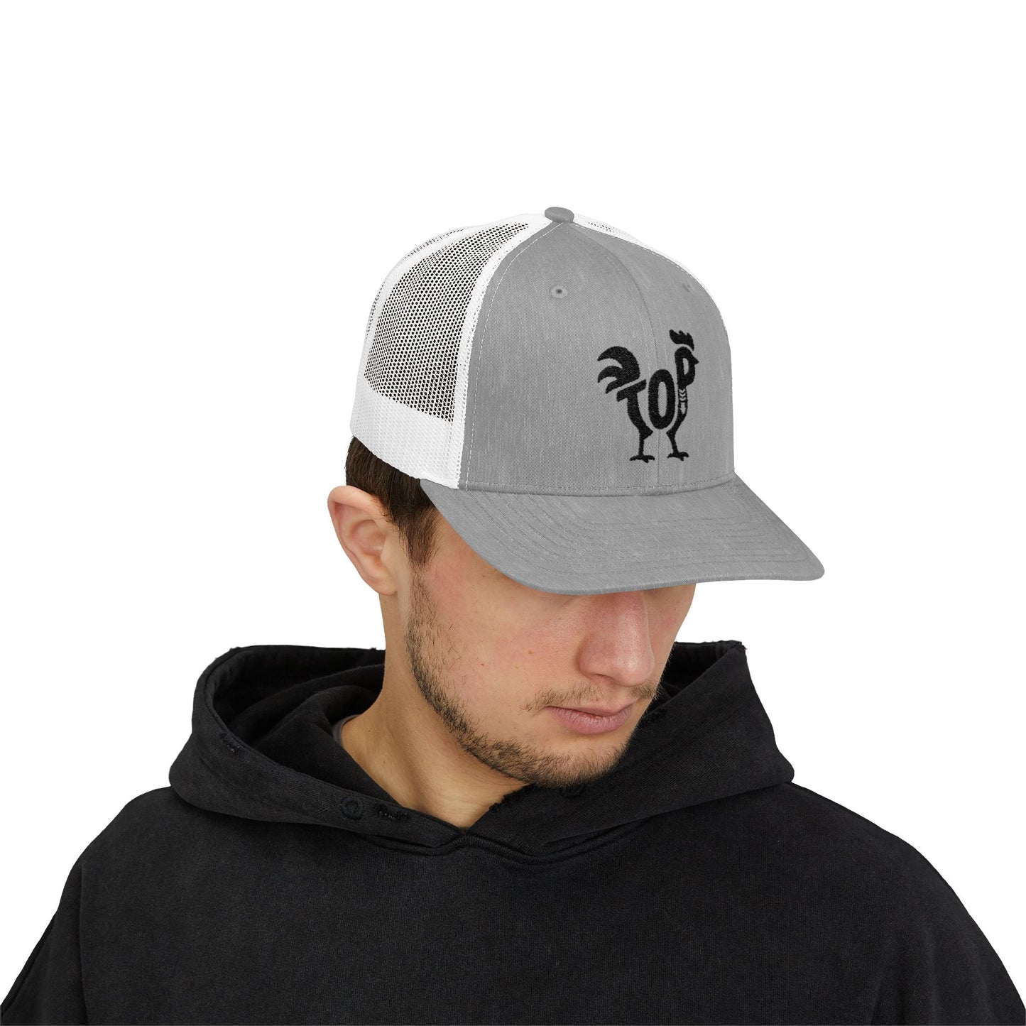 TOP COCK Snapback Trucker Cap - Onyx Silhouette Design