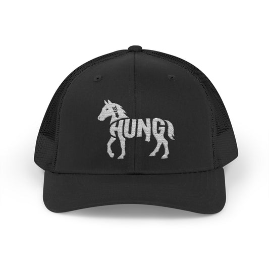 HORSE HUNG Snapback Trucker Cap - Bone Silhouette Design