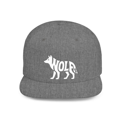 WOLF Flat Bill Snapback — Bone Silhouette Design