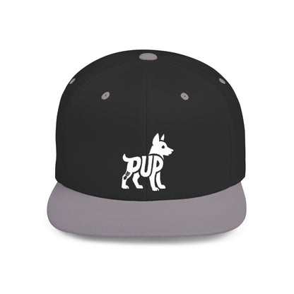 PUP Flat Bill Snapback — Bone Silhouette Design
