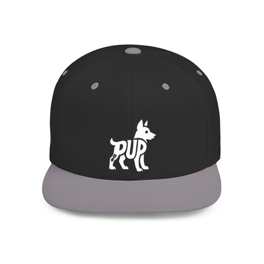 PUP Flat Bill Snapback — Bone Silhouette Design
