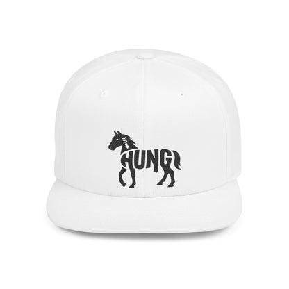 HUNG HORSE Flat Bill Snapback — Onyx Silhouette Design