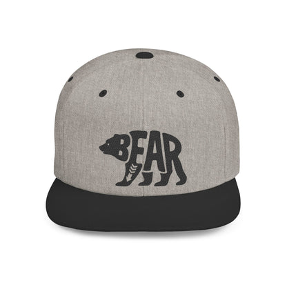 BEAR Flat Bill Snapback — Onyx Silhouette Design