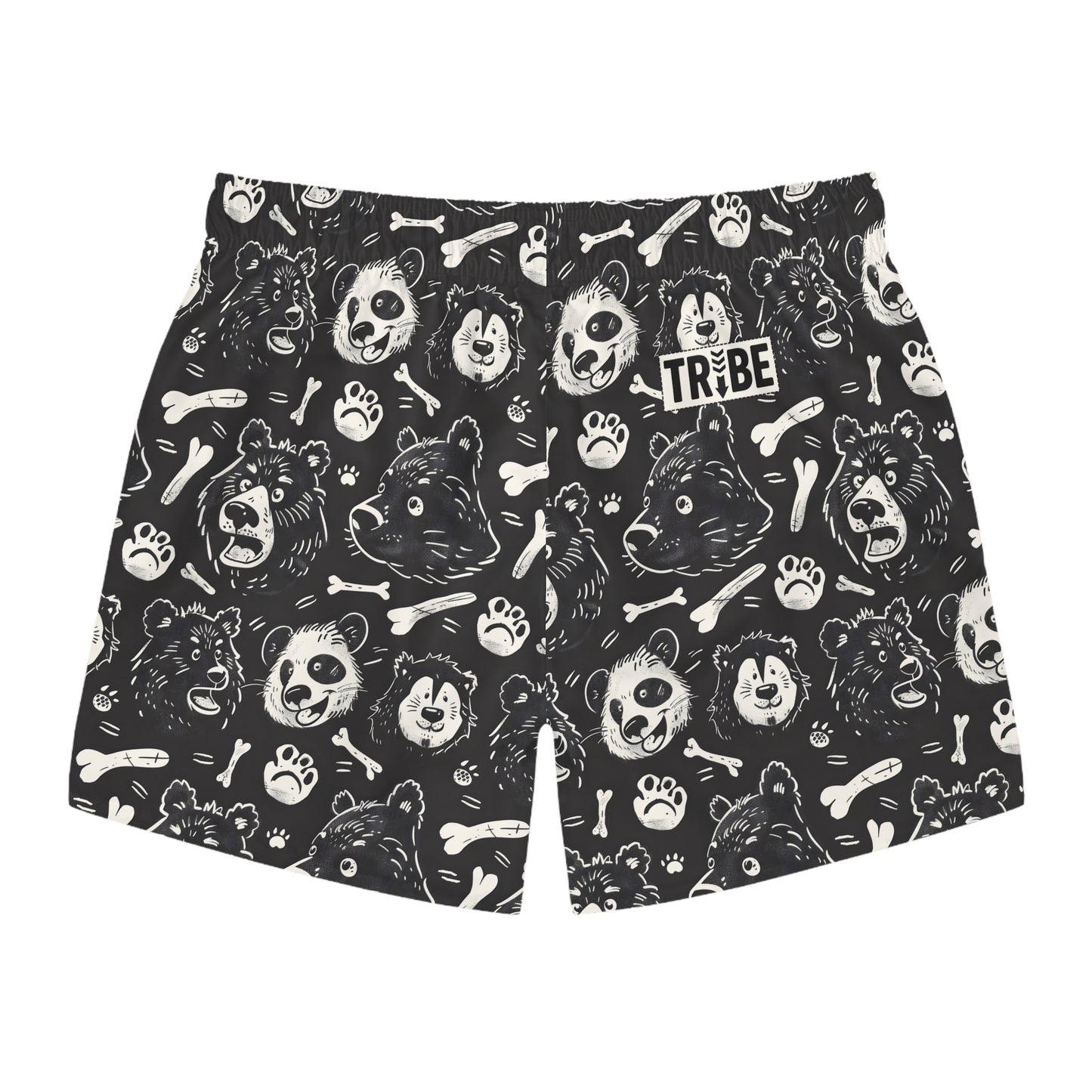 BEAR BONES Imprinted 5-6" Inseam Swim Trunks - Onyx