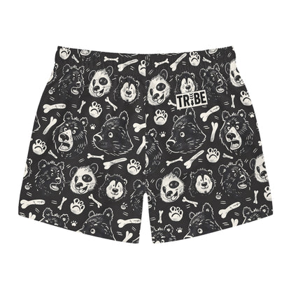 BEAR BONES Imprinted 5-6" Inseam Swim Trunks - Onyx