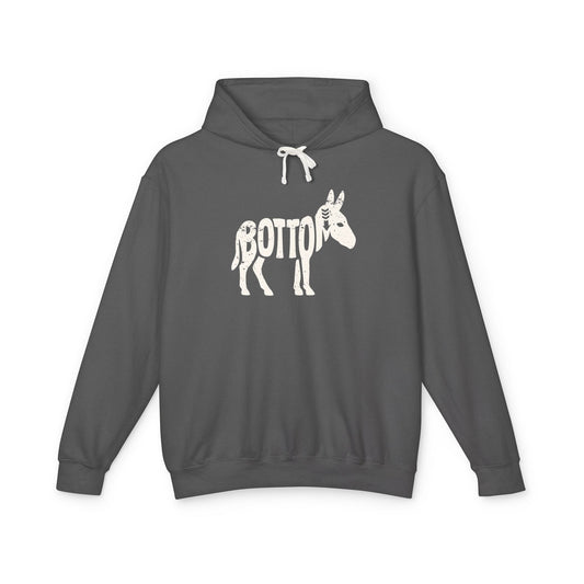BOTTOM ASS Lightweight Hoodie - Bone Silhouette Design