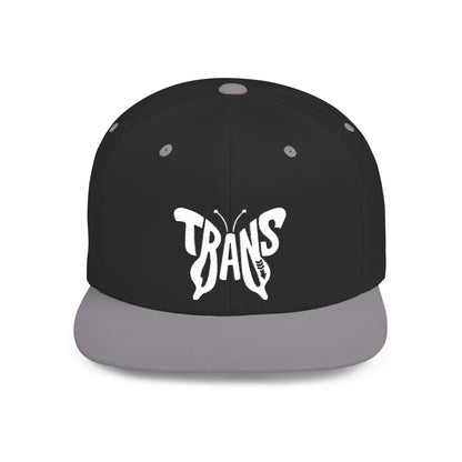 TRANS BUTTERFLY Flat Bill Snapback — Bone Silhouette Design