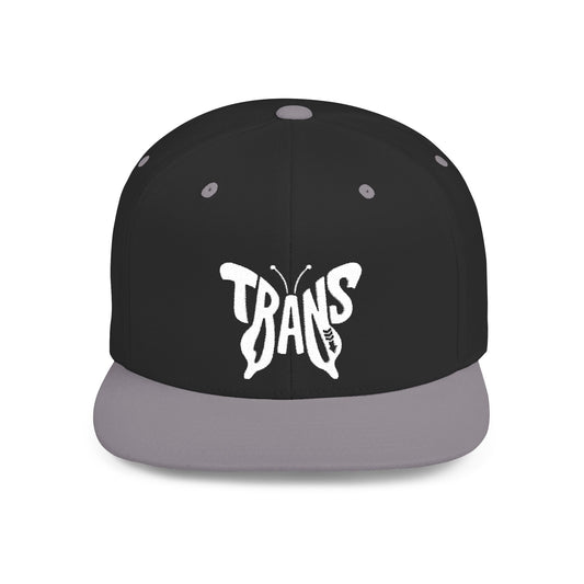 TRANS BUTTERFLY Flat Bill Snapback — Bone Silhouette Design