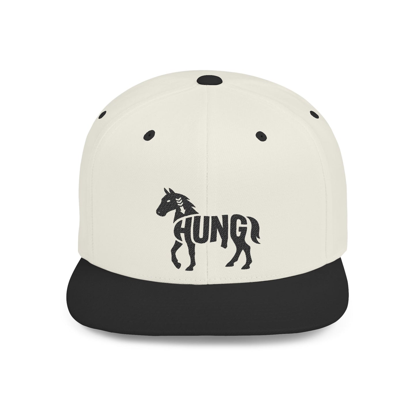 HUNG HORSE Flat Bill Snapback — Onyx Silhouette Design