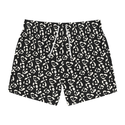 LEOPARD Imprinted 5-6" Inseam Swim Trunks - Onyx