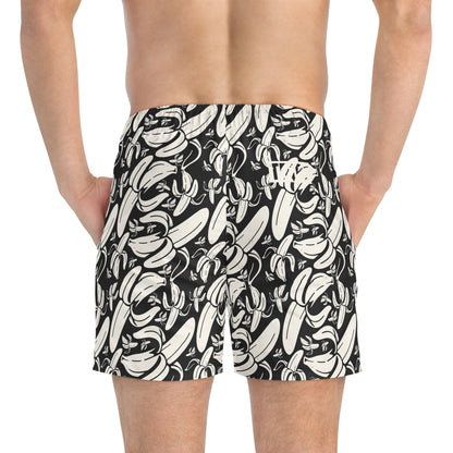 SHIT IS BANANAS Imprinted 5-6" Inseam Swim Trunks - Onyx