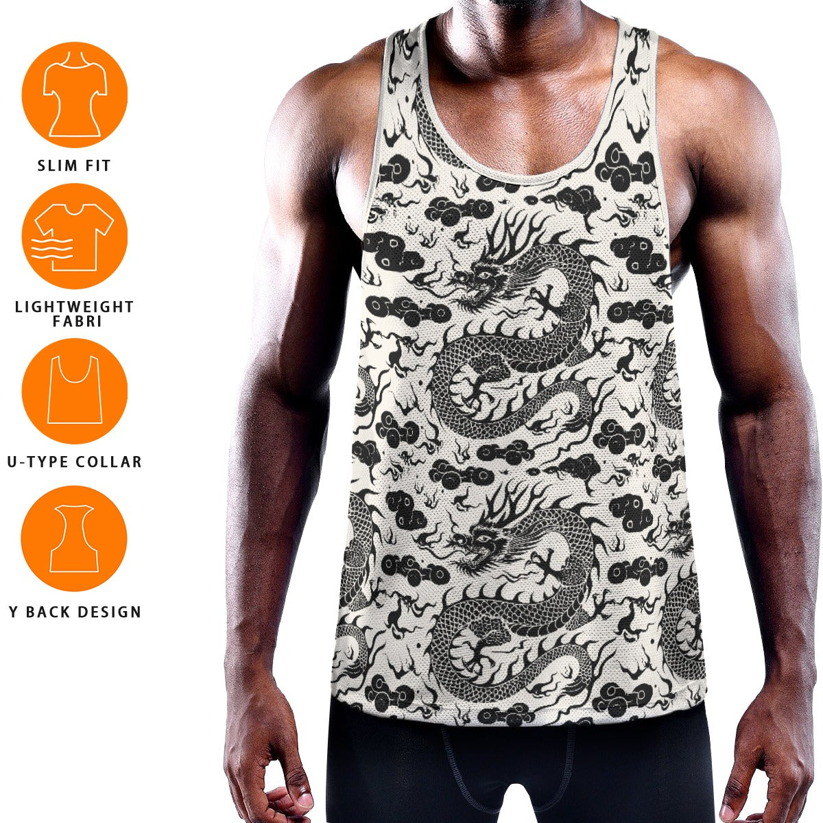QIULONG Men's Muscle Tank - Bone