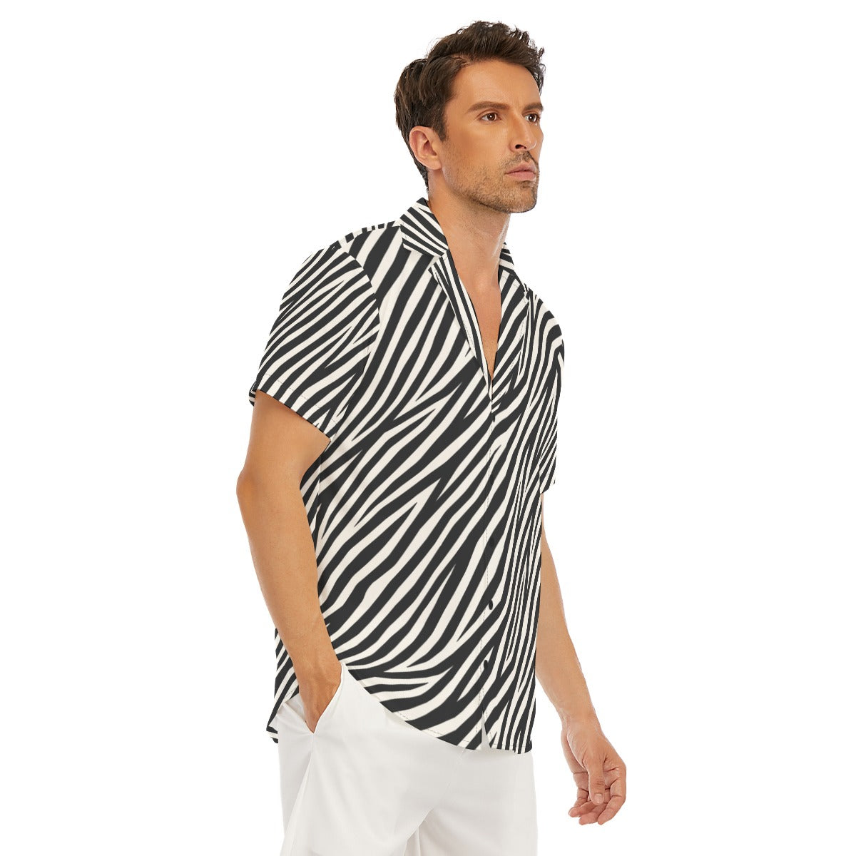 ZEBRA Men’s V-Neck Button-Up - Onyx