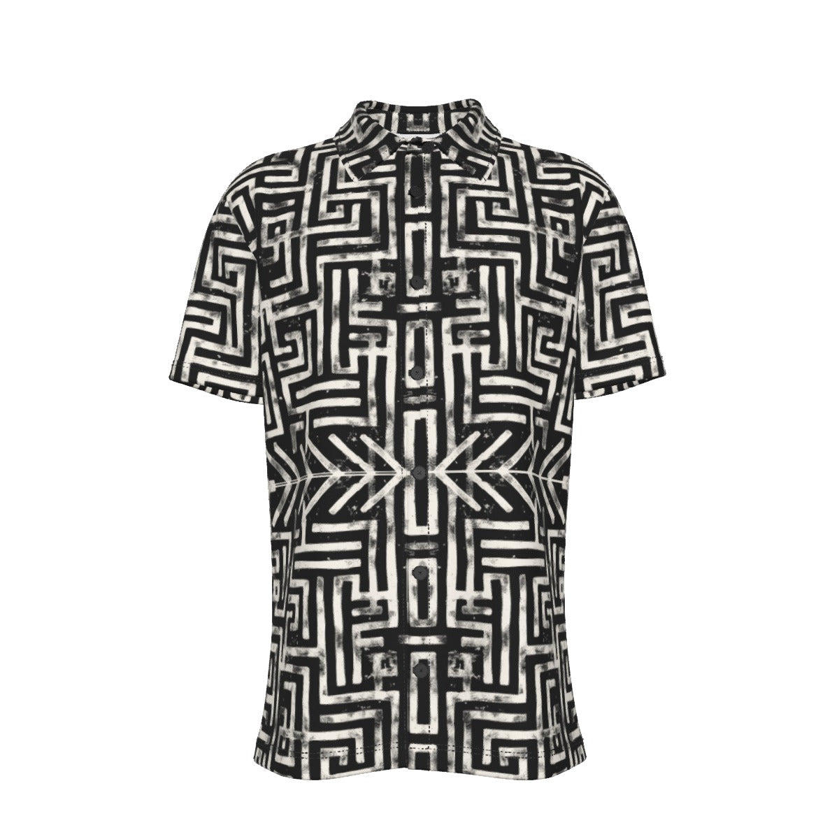 LABYRINTH Men's Button-Up Short Sleeve Shirt - Onyx