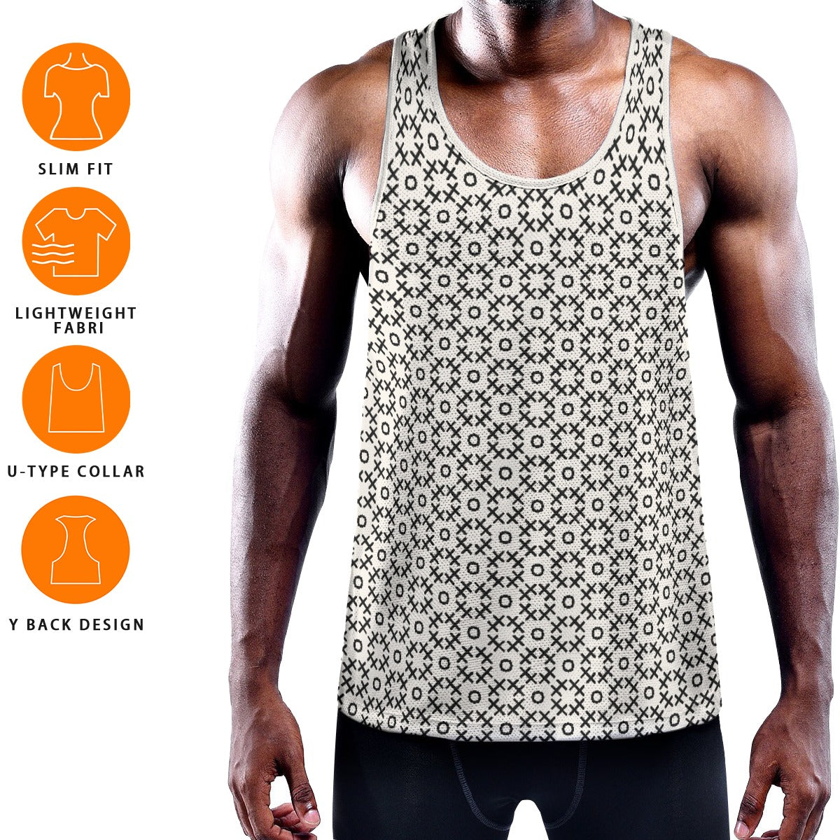 TIC-TAC-HOE Men's Slim Muscle Tank - Bone