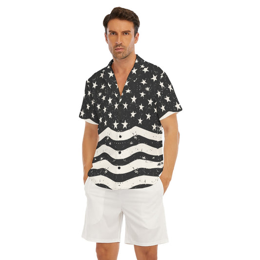 BARS-N-STARS Men’s V-Neck Button-Up - Onyx & Bone