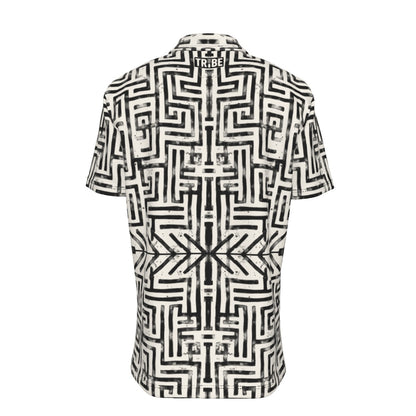 LABYRINTH Men's Button-Up Short Sleeve Shirt - Bone