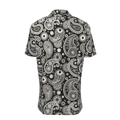 FLAGGING Men's Button-Up Short-Sleeve Shirt - Onyx