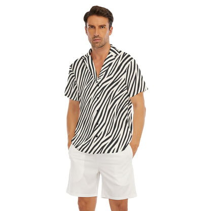 ZEBRA Men's V-Neck Button Up - Bone