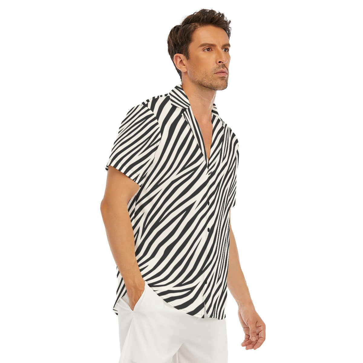 ZEBRA Men's V-Neck Button Up - Bone