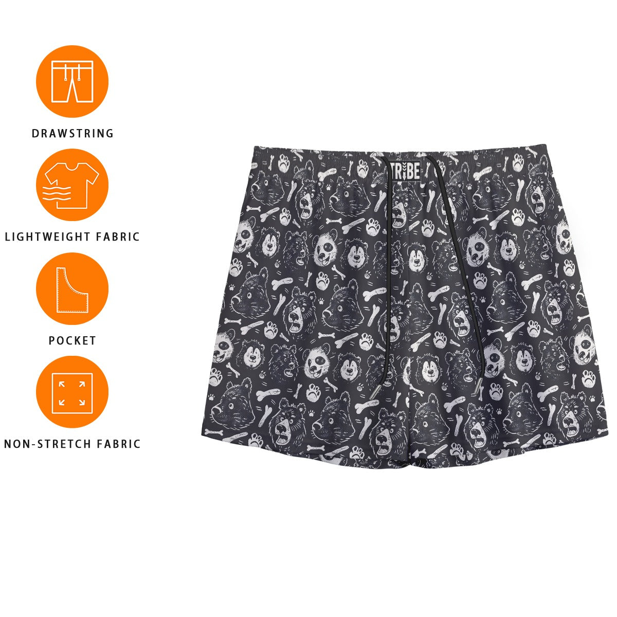 BEAR BONES Men's Mesh Shorts - Onyx