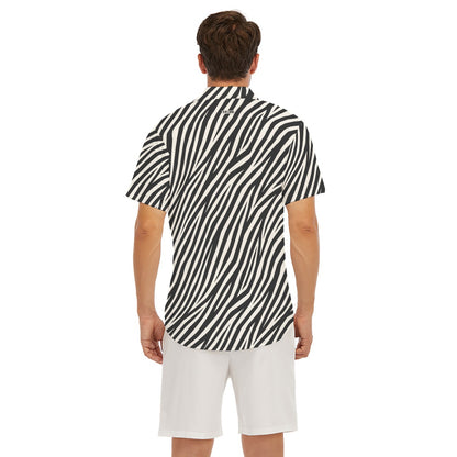 ZEBRA Men’s V-Neck Button-Up - Onyx