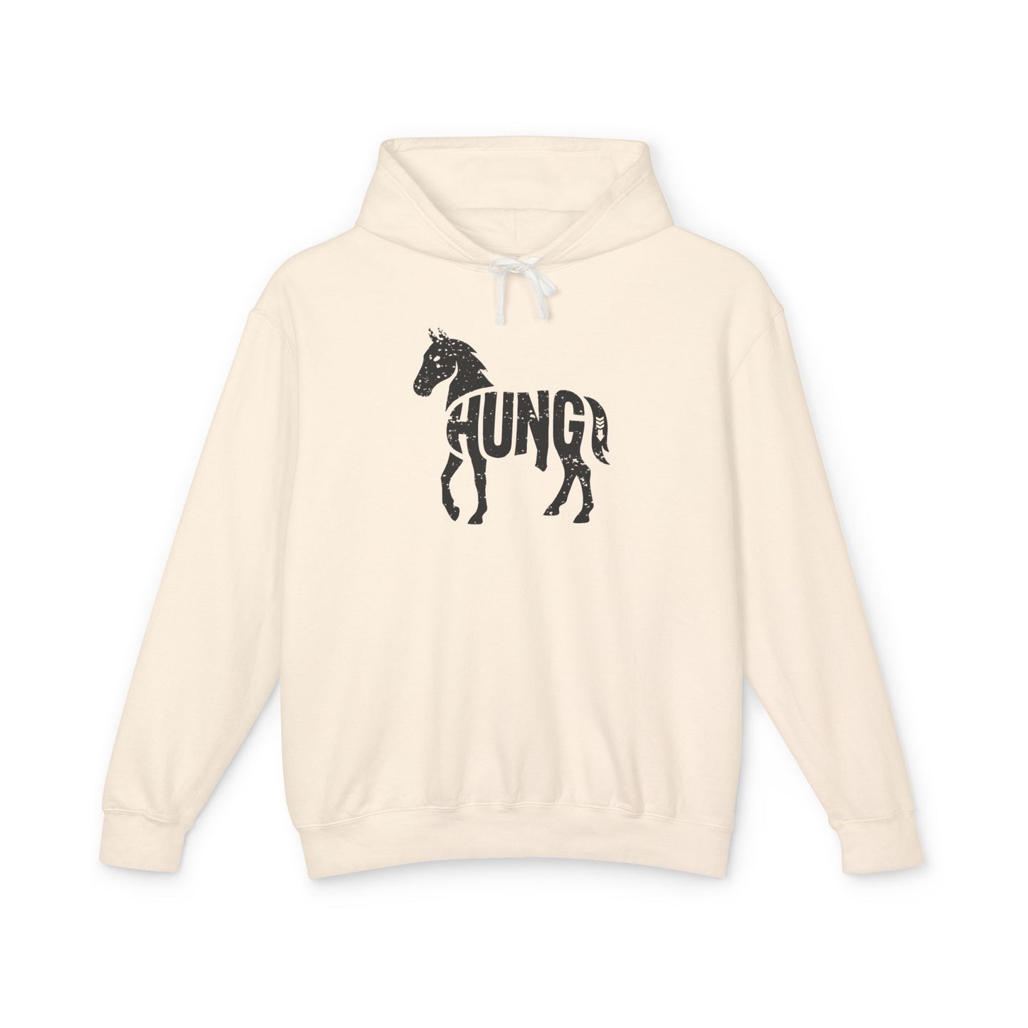 HUNG HORSE Lightweight Hoodie - Onyx Silhouette Design
