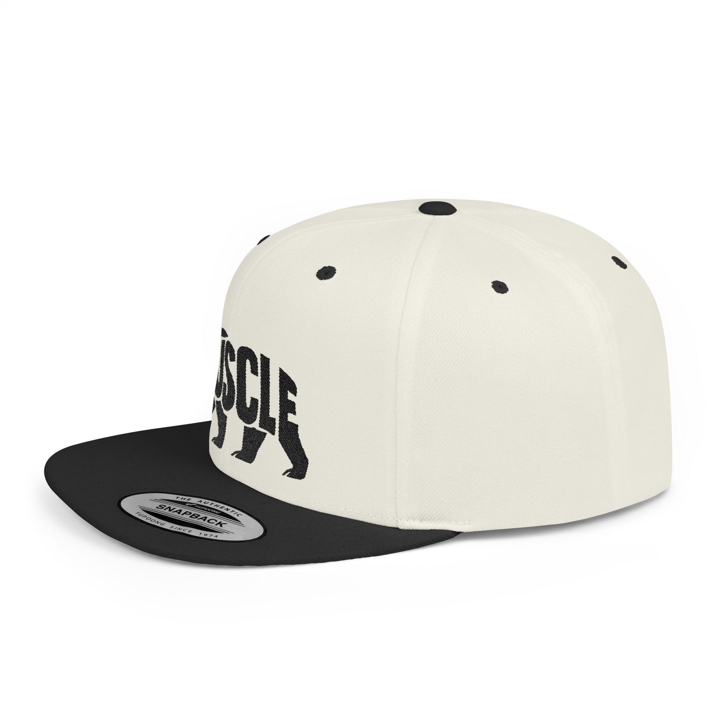 MUSCLE BEAR Flat Bill Snapback — Onyx Silhouette Design