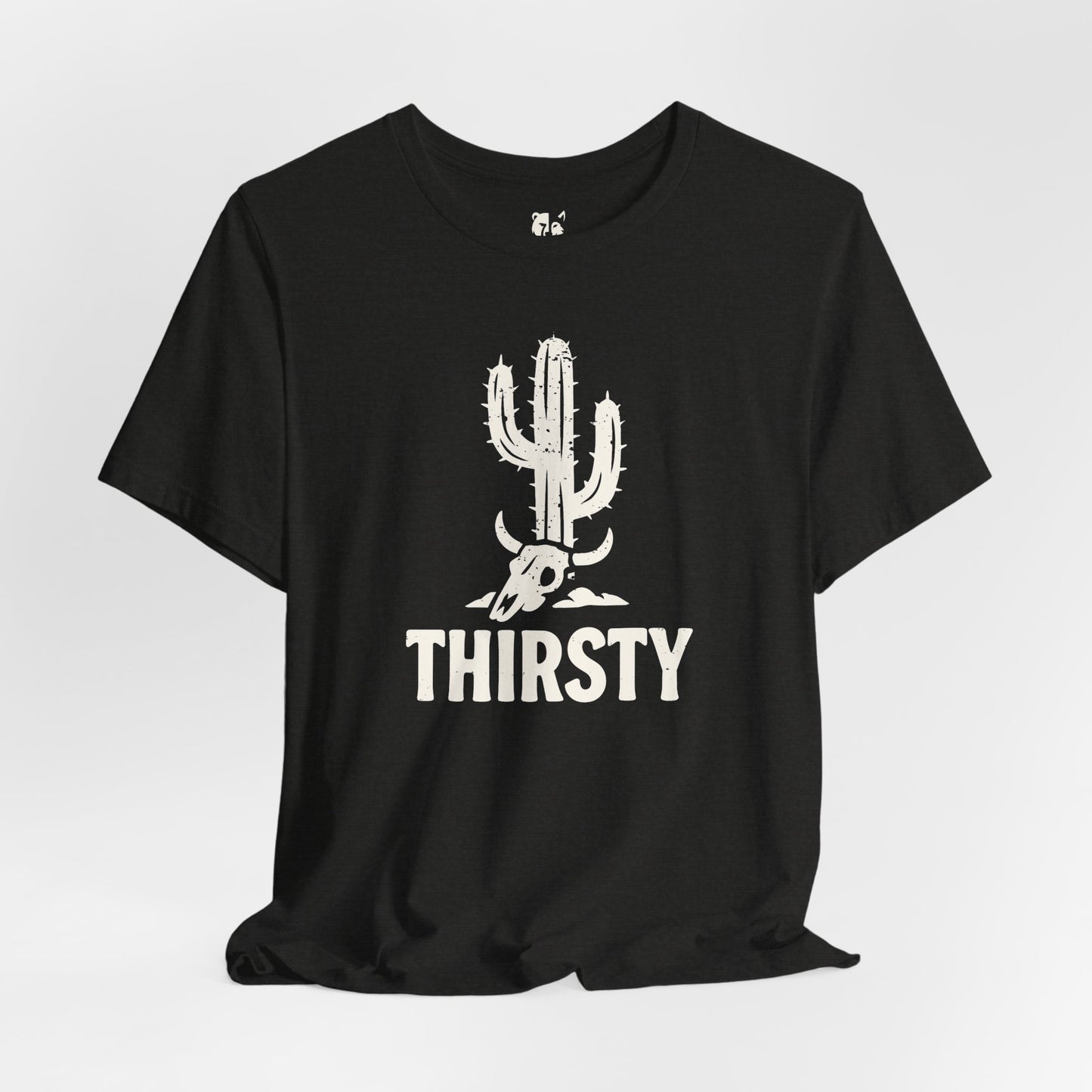 THIRSTY Jersey Tee - Bone Silhouette Design