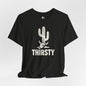 THIRSTY Jersey Tee - Bone Silhouette Design