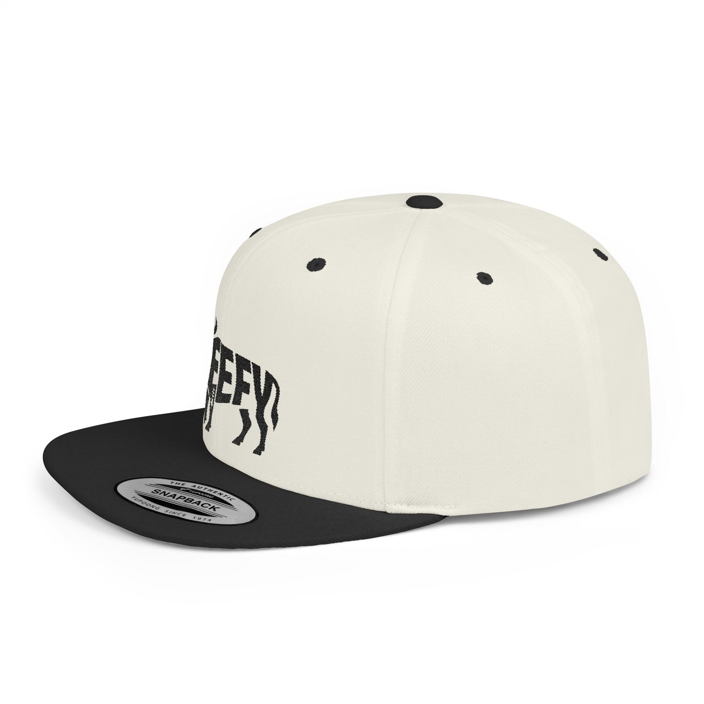 BEEFY BULL Flat Bill Snapback — Onyx Silhouette Design