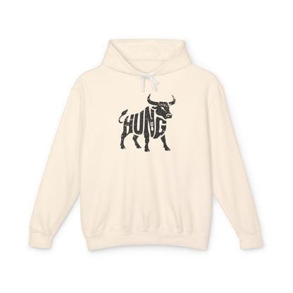 HUNG BULL Lightweight Hoodie - Onyx Silhouette Design