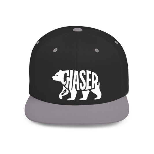 BEAR CHASER Flat Bill Snapback — Bone Silhouette Design