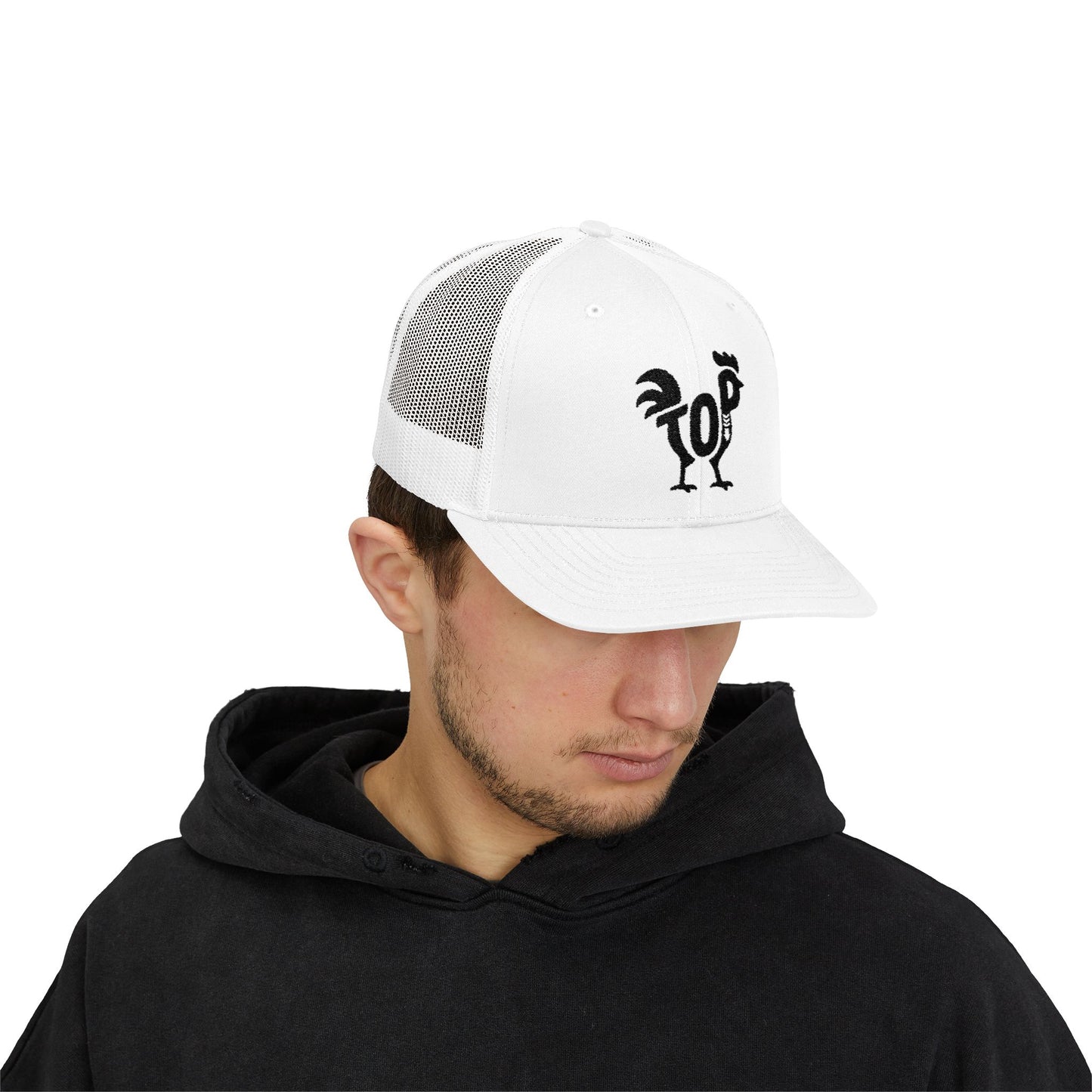 TOP COCK Snapback Trucker Cap - Onyx Silhouette Design