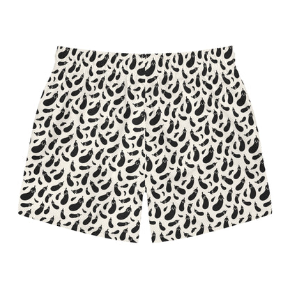 AUBERGINE Imprinted 5-6" Inseam Swim Trunks - Bone