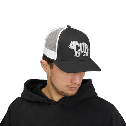 BEAR CUB Snapback Trucker Cap - Bone Silhouette Design