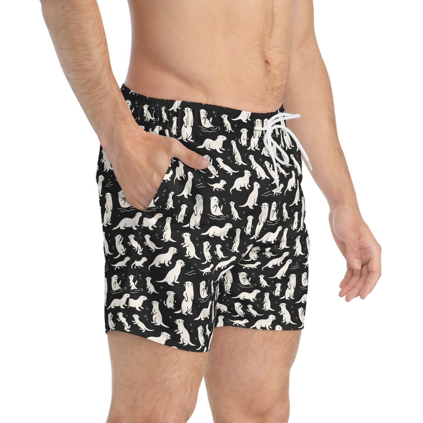 OTTERLY ADORABLE Imprinted 5-6" Inseam Swim Trunks - Onyx