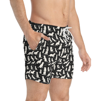 OTTERLY ADORABLE Imprinted 5-6" Inseam Swim Trunks - Onyx
