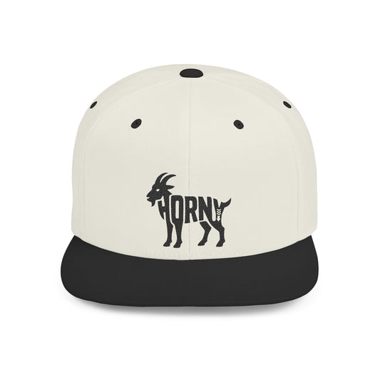 HORNY GOAT Flat Bill Snapback — Onyx Silhouette Design