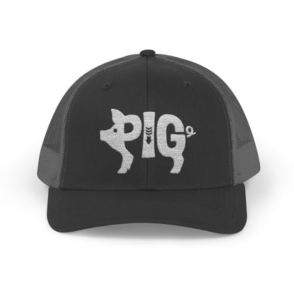 PIG Snapback Trucker Cap - Bone Silhouette Design