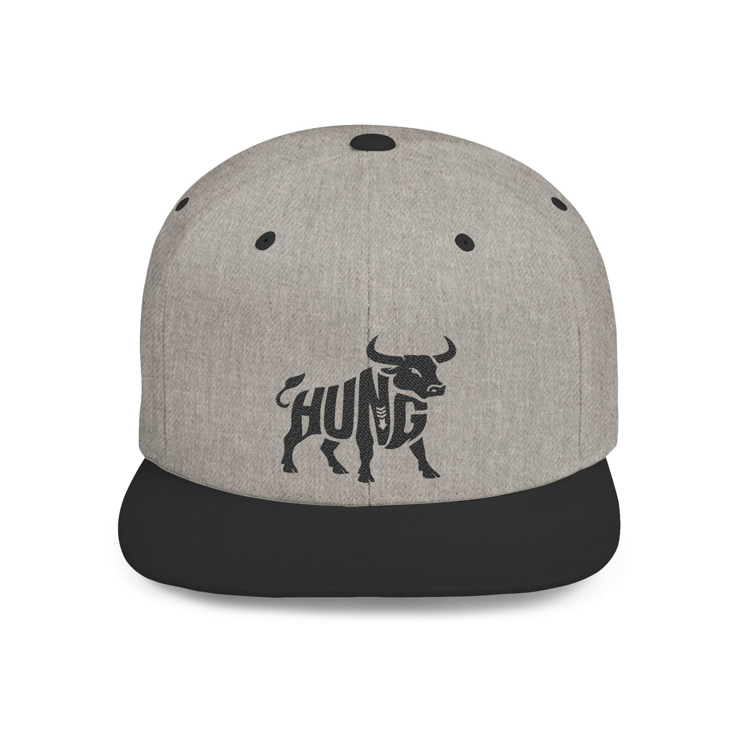 HUNG BULL Flat Bill Snapback — Onyx Silhouette Design