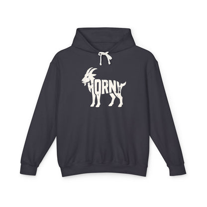 HORNY GOAT Lightweight Hoodie - Bone Silhouette Design