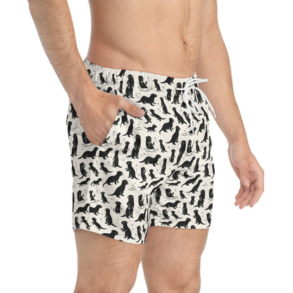 OTTERLY ADORABLE Imprinted 5-6" Inseam Swim Trunks - Bone