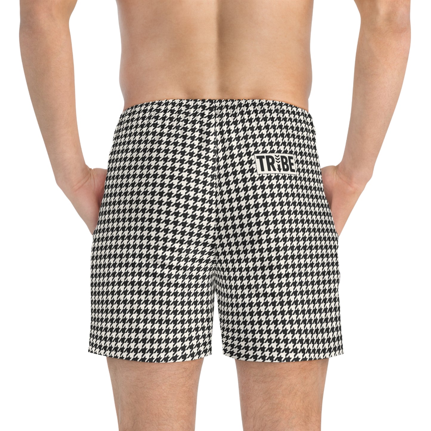 WOLFSTOOTH Imprinted 5-6" Inseam Swim Trunks - Onyx & Bone