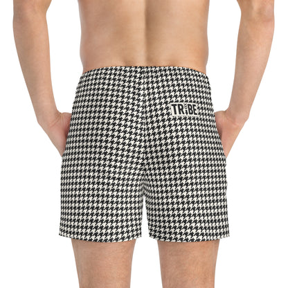 WOLFSTOOTH Imprinted 5-6" Inseam Swim Trunks - Onyx & Bone