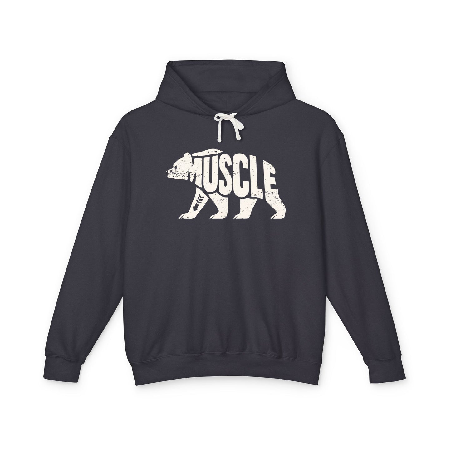 MUSCLE BEAR Lightweight Hoodie - Bone Silhouette Design