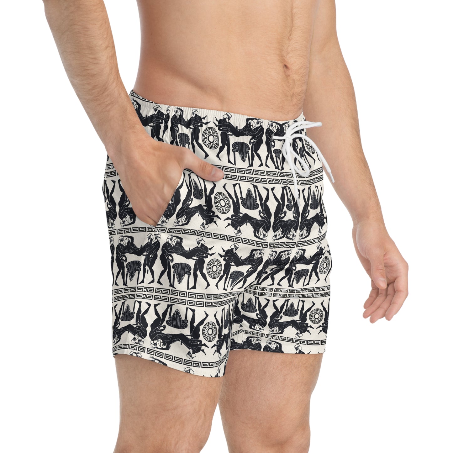 SPARTACUS Imprinted 5-6" Inseam Swim Trunks - Bone
