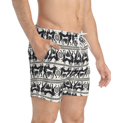 SPARTACUS Imprinted 5-6" Inseam Swim Trunks - Bone
