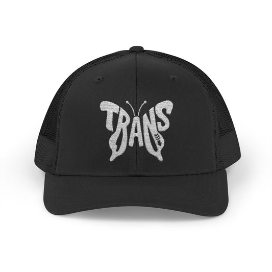 TRANS BUTTERFLY Snapback Trucker Cap - Bone Silhouette Design